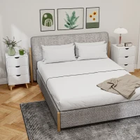 HOMCOM Set of 2 Bedside Tables, Modern Nightstand Side End Table with 3 Storage Drawers and Solid Pine Wood Legs for Bedroom Living Room Entryway, White(m-2)