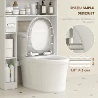 HOMCOM Mobilier WC deasupra toaletei mobilier baie cu dulap cu două uși și suport pentru hârtie 80x19,5x170cm alb(m-6)
