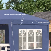 Outsunny 3 x 6m Pop Up Gazebo, Height Adjustable Marquee Party Tent with Sidewalls and Storage Bag, Blue(m-6)