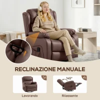 HOMCOM Poltrona Relax Reclinabile con 8 Punti Massaggianti, Riscaldanti e Poggiapiedi, 87x97X100 cm, Marrone(m-5)