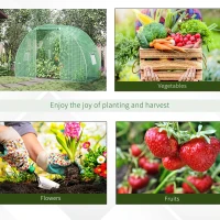 Outsunny Garden Tunnel Greenhouse winter greenhouse Floor Area 4.5 m² dim. 3L x 1.5l x 2H m Reinforced Tubular Frame Zipped Door 2 Roll-up Windows Green(m-7)