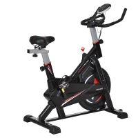 HOMCOM Stationary Exercise Bike with 10kg Flywheel, Cycling Cardio Workout Racing Machine with Adjustable Resistance, LCD Monitor, Phone and Bottle Holder, for  Indoor Gym Office(m-23)