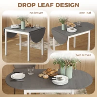 HOMCOM 4-6 Person Wooden Drop-Leaf Table - Grey(m-5)