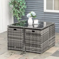 Outsunny 8-Seater Rattan Furniture Set Wicker Weave Patio Dining Table Seat(m-11)