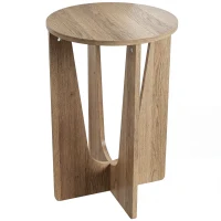 HOMCOM End Table Compact Round Side Table with Curved Legs in Coffee Wood Effect(m-1)