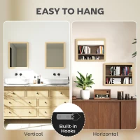 HOMCOM Wall Bathroom Mirror, 30 x 40 cm Wall-Mounted Mirror for Living Room, Bedroom, Hallway, Set of 2, Natural(m-5)