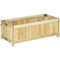 Outsunny Folding Raised Planter Flower Box dim. 70L x 30l x 25H cm Wood Slat-Style Body Pre-oiled Spruce(m-1)