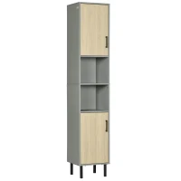 kleankin Mobilier de baie cu 2 rafturi deschise, 2 dulapuri și rafturi reglabile, din PAL, 31,4x30x165cm(m-1)