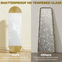 HOMCOM 50 x 161 cm Wavy Full Length Mirror, Free Standing Mirror with Metal Frame and Solid Base, Gold Tone(m-7)