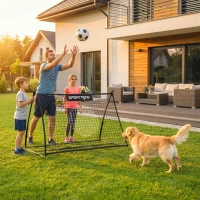 SPORTNOW Football Rebounder Net, Portable Kickback Football Rebounder Net with Carry Bag and Ground Stakes(m-9)
