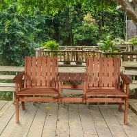 Outsunny 2-Seater Fir Wood Bench w/ Centre Table(m-2)