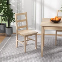 HOMCOM Set de masă 5 piese, masă cu scaune, lemn masiv, 118 cm x 73 cm x 75 cm, natur(m-6)