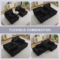 Doppelter Chaiselongue-Sessel für den Innenbereich, übergroße gepolsterte Cloud-Schlafcouch, luxuriöses Schlafsofa mit tiefem Sitz, geteiltes Chaiselongue-Sofa, Lesesessel aus Cord für das Wohnzimmer, kein Zusammenbau erforderlich, schwarz(m-8)