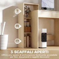 HOMCOM Scrivania PC Moderna con 3 Ripiani Aperti e Cassetto, in Legno, Color Legno, 100x40x90 cm(m-4)