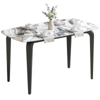 HOMCOM Dining Table for 4, Modern Kitchen Table with Sintered Stone Tabletop, Metal Legs, White(m-10)