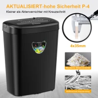 Aktenvernichter, 12-Blatt-Querschnitt mit 6,6-Gallonen-Korb, hohe Sicherheitsstufe P-4, 3-Modus-Design, Aktenvernichter für Karte/CD/Heftklammer/Clip, robuster Aktenvernichter, stausicheres System für das Büro(m-9)