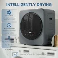 HOMCOM Vented Tumble Dryer, 4kg Front Tumble Dryer with Stainless Steel Tub, 800W Compact Freestanding Grey(m-4)