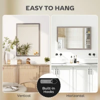 HOMCOM Wall Bathroom Mirror, 50 x 70 cm Wall-Mounted Mirror for Living Room, Bedroom, Hallway, Grey(m-5)