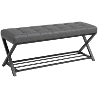 HOMCOM Schoenenbank, halbank met kunstlederen kussen, 112 x 37 x 47 cm, donkergrijs