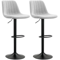 HOMCOM Set of Two Chenille-Feel Tub Bat Stools - Grey(m-10)