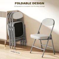 HOMCOM Set of Four Folding Corduroy Seat Chairs, Cream(m-5)