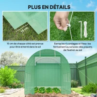 Outsunny Serre de Jardin Tunnel Surface Sol 7m² 3,5L x 2l x 2H m châssis Tubulaire renforcé Porte zippée 6 fenêtres enroulables Vert(m-5)
