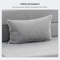 HOMCOM Sofa la sol, canapea tapițată, transformabilă în saltea, spumă, pernă, Gri deschis(m-4)