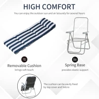 Outsunny 2Pc Folding Sun Loungers Set-Blue/White(m-4)