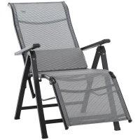 Outsunny Tumbona Plegable de Jardín Tumbona Gravedad Cero con Respaldo Ajustable en 9 Posiciones con Cojín 70x65x111 cm Gris(m-11)