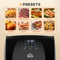 HOMCOM 1800W 8 in 1 Multifunctional Digital Air Fryer Oven with Roast, Broil, Bake, Dehydrate, Air Fry, 8 Presets, Rapid Air Circulation and 60-Minute Timer, 12L, Black(m-8)