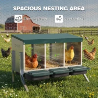 PawHut Legnest voor kippen, afrollend nest met ventilatieopeningen, 3 compartimenten, kippennest voor 3 kippen, 85 x 54,6 x 61 cm, zilver(m-4)