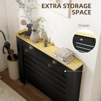 HOMCOM 95.5H x 111Wcm Radiator Cover, with Drawer - Black(m-7)