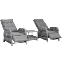 Outsunny 2 Seater Patio Rattan Wicker Chaise Lounge Sofa Set w/ Cushion for Patio Yard Porch(m-11)