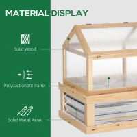 Outsunny Raised Garden Bed with Greenhouse Top - Garden Wooden Cold Frame Greenhouse Flower Planter Protection with 2 Independent Roofs, 122 x 61 x 82 cm, Natural(m-6)