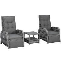 Outsunny 2 Seater Patio Rattan Wicker Chaise Lounge Sofa Set w/ Cushion for Patio Yard Porch(m-1)