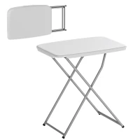 Outsunny Mesa Dobrável de Campismo 75x50x73,5 cm com Altura Ajustável em 5 Níveis com Bancada em HDPE e Estrutura Metálica Branco(m-10)