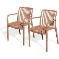 Lot de 2 fauteuils de jardin - CITY GARDEN - Tiago-FT - Empilable - Terracotta(m-1)