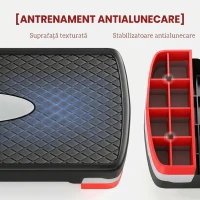 HOMCOM Step Fitness pentru Aerobic cu Înălțime Reglabilă 10-15 cm, 68x29cm Negru și Roșu(m-5)
