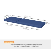 Outsunny Lot de 2 Matelas pour Chaise Longue transat Bain de Soleil avec Sangles d'attache pour Jardin Bleu(m-3)