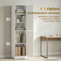 HOMCOM Libreria Alta 180 cm, moderna scaffalatura 5 ripiani regolabili per camera o studio.(m-4)