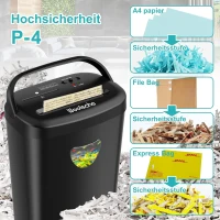 Aktenvernichter, 12-Blatt-Querschnitt mit 6,6-Gallonen-Korb, hohe Sicherheitsstufe P-4, 3-Modus-Design, Aktenvernichter für Karte/CD/Heftklammer/Clip, robuster Aktenvernichter, stausicheres System für das Büro(m-2)