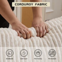 Doppelter Chaiselongue-Sessel für den Innenbereich, übergroße gepolsterte Cloud-Schlafcouch, luxuriöses Schlafsofa mit tiefem Sitz, Sofa-Chaiselongue mit Anbausofa, Lesesessel aus Cord für das Wohnzimmer, kein Zusammenbau erforderlich, weiß(m-5)