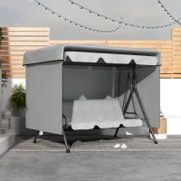 Outsunny Capa Protetora para Baloiço de Jardim de 3 Lugares 215x155x150 cm Cobertura para Móveis de Exterior Cinzento Claro(m-7)