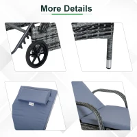 Outsunny 2 Seater Rattan Sun Lounger Set with Side Table-Grey(m-5)