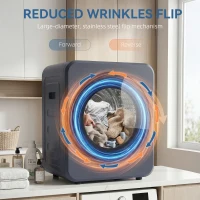 HOMCOM Vented Tumble Dryer, 4kg Front Tumble Dryer with Stainless Steel Tub, 800W Compact Freestanding Grey(m-6)