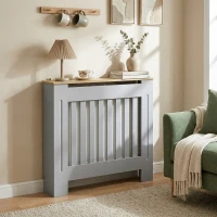 HOMCOM Heater Cover, Radiator Cover Slatted Painted MDF Lined Grill Grey, 78L x 19W x 81H cm(m-8)