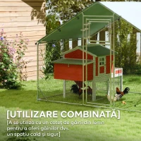 PawHut Închisoare pentru găini de 6m² pentru 6-8 animale cu acoperiș impermeabil, hrănitoare și stinghie, 3x2x1.9m, argintiu(m-9)