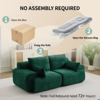 Modernes Sofa aus komprimiertem Memory-Schaum, 2-Sitzer, große Sofagarnitur für das Wohnzimmer, haustierfreundliches modulares Sofagarnitur Cloud, Cordstoff, extra tiefes Sofa, kein Zusammenbau erforderlich, Grün(m-7)