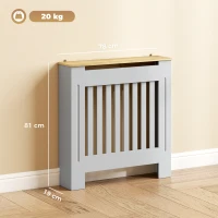 HOMCOM Heater Cover, Radiator Cover Slatted Painted MDF Lined Grill Grey, 78L x 19W x 81H cm(m-3)