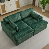 Doppelsitzer-Chaiselongue-Schlafsofa, modulares Design mit ausziehbarem Schlafteil, platzsparend, 214x145x89 cm, Grün(m-1)